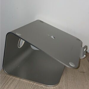 Ergonomic Gray Laptop Riser Stand - Sleek Aluminum Support